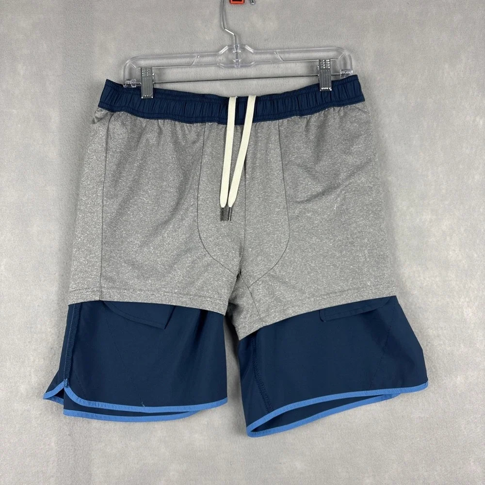 Fair Harbor Swim Trunks Men’s Large 7” Blue Striped Lined Shorts Surf Beach
